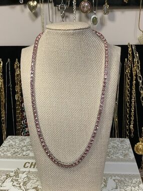 Classic Pink Tennis Necklace - Unbranded
